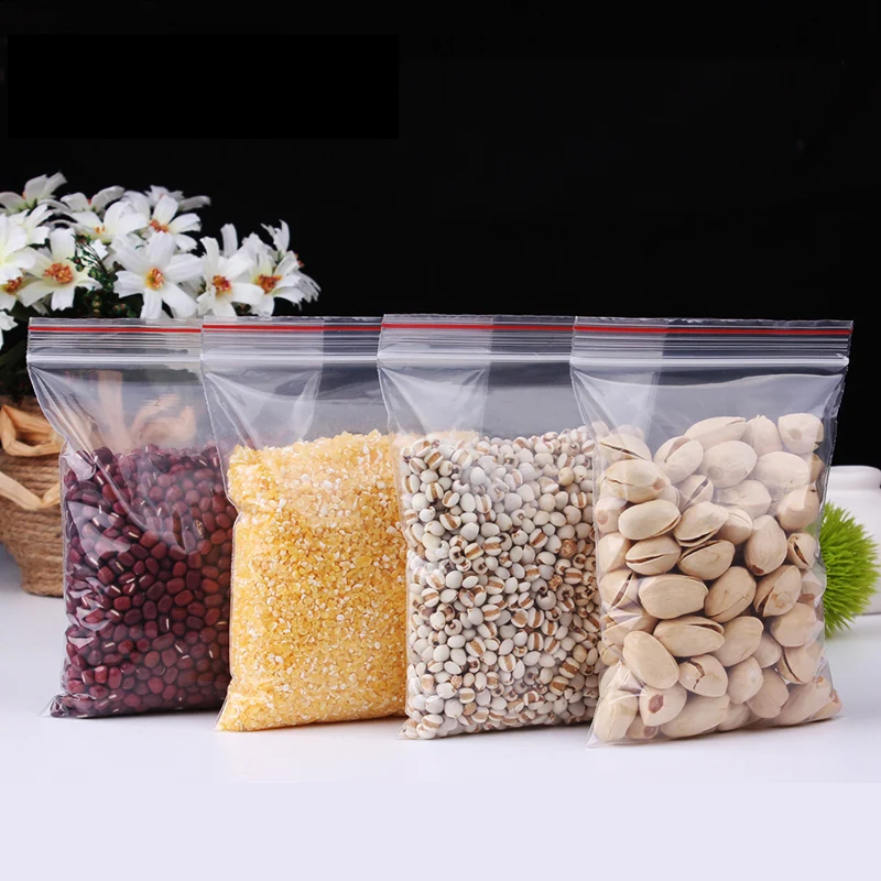 100Pcs Clear Zip Lock Bags 15*22CM Reclosable Gift Candies Cookie