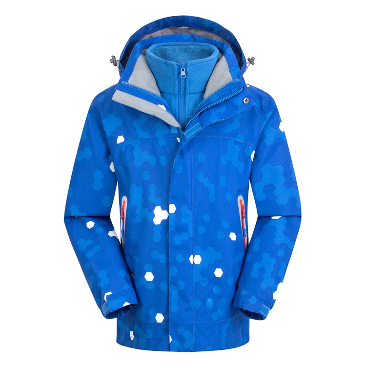 Winter Children Ski Suit Girl Outdoor Snowboard Jacket Boy Hooded Waterproof Kids Skiing Coat Softshell Warm Windproof - Цвет: blue1