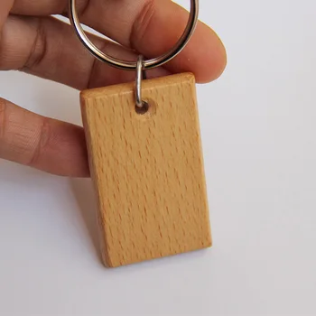 

Wholesale 50pcs Blank Rectangle Wooden Key Chain DIY Promotion Customized Key Tags Promotional Gifts -Free Shipping