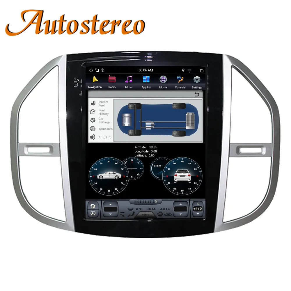 Perfect PX6 Android 8.1 4GB RAM Tesla style Car GPS navigation For Mercedes-Benz Vito 2016+ multimedia head unit radio tape recorder IPS 15