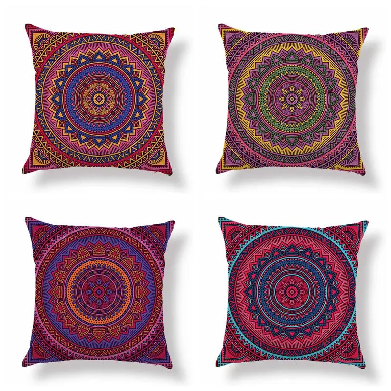 

Vintage Mandala Cotton Linen Cushion Cover Bohemian Geometric Pillow Case Home Decorative Pillow Cover For Sofa Car Almofada