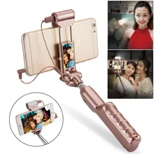 Selfie Stick LED fill light Mini Wired Handheld Selfie Stick Universal Monopod Phone Self-timer IOS Android For iPhone Flash