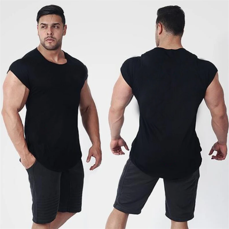 

New Summer Fashion Leisure Tank Top Men Fitness Bodybuilding Muscle Male Vest Slim fit Shirts Cotton Tee tops Gyms Clothing