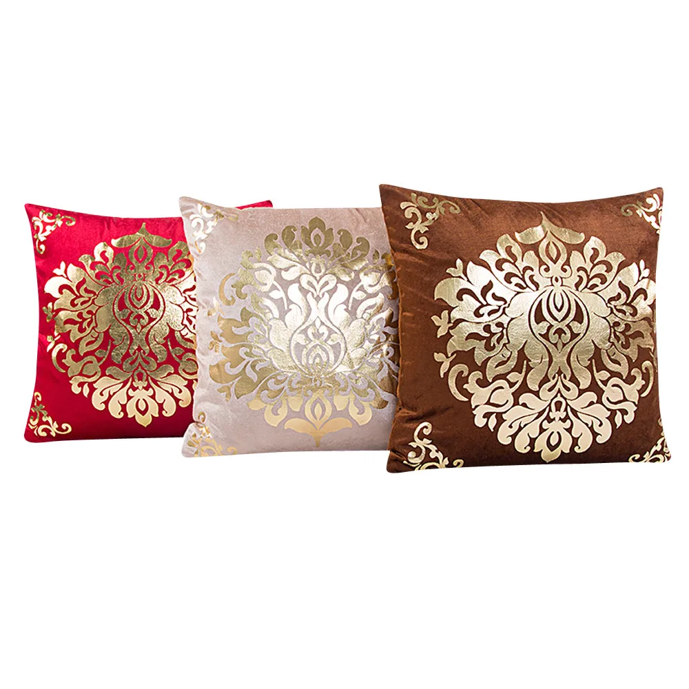 

Luxury Velvet Cushion Cover Sofa Decorative Waist Throw Gilding Print Pillow Case For Sofa Home Car Hotel Decoration #5$