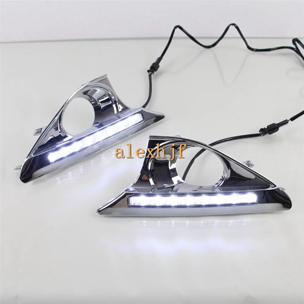

July King 8LEDs Daytime Running Lights with Plating Fog Frame Case for Toyota Camry 7th AURION 2012-2014, LED Front Bumper DRL