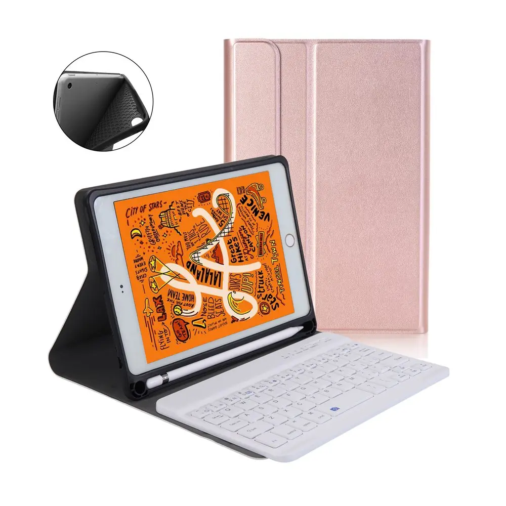 Для iPad mini 5 2019 2 в 1 съемная Bluetooth Русская/Иврит Клавиатура + тонкая подставка из