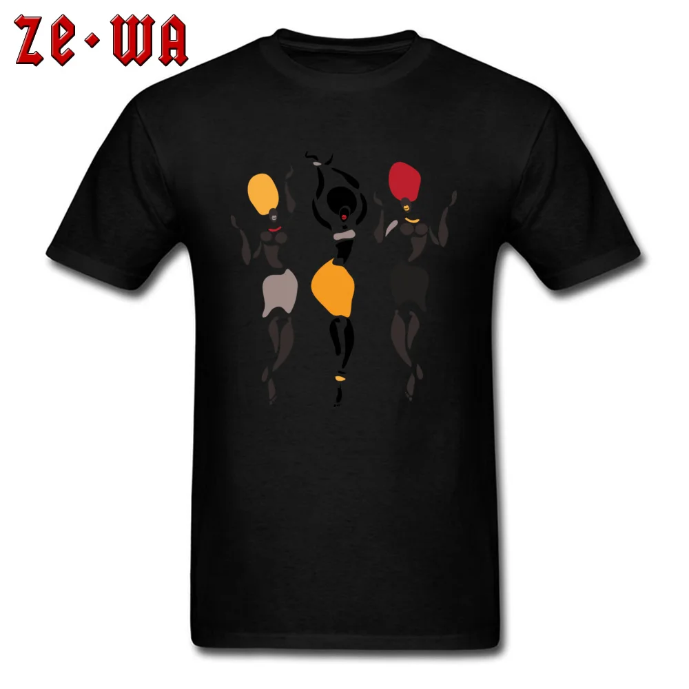 African dancers silhouette Men Discount Tops Shirt Round Neck April FOOL DAY Pure Cotton Tshirts Printed Short Sleeve Tee-Shirt African dancers silhouette black