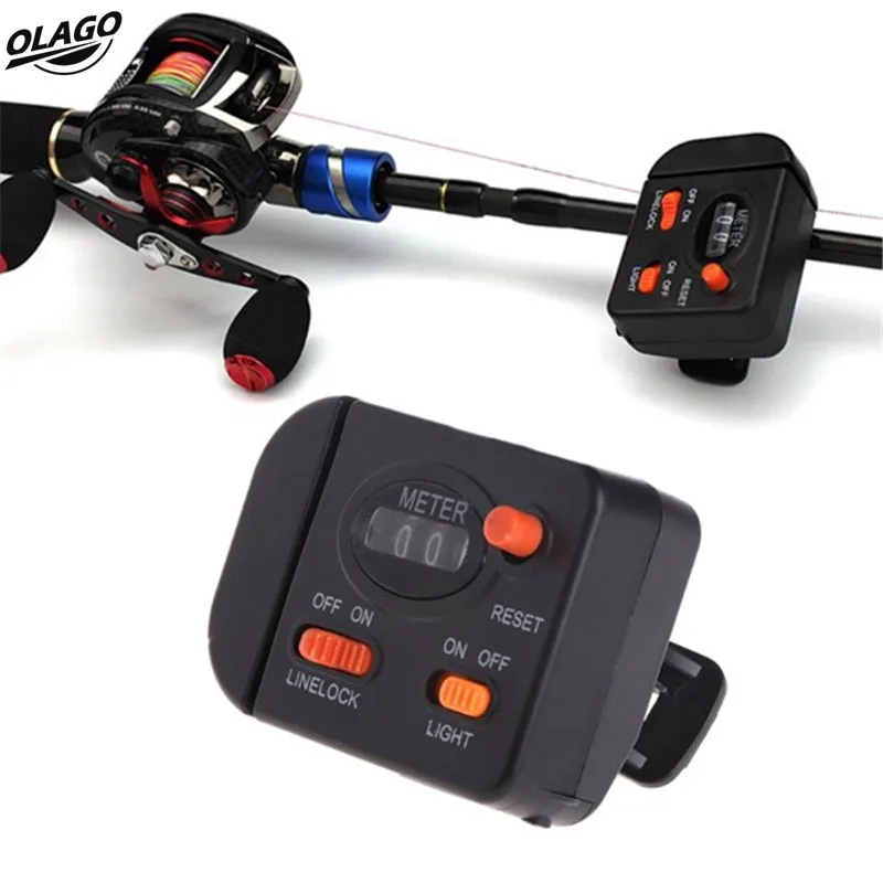 0 99.9Meter Professional Fishing Length Counter Clip On Rod Meter Gauge Depth Finder Digital