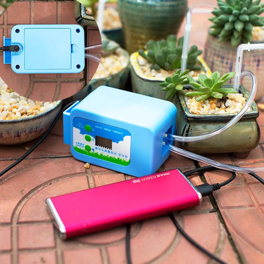 

Garden USB Automatic Pump Drip Irrigation Watering Kits System Sprinkler with Smart Water Timer Controller for Bonsai Plant