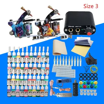 

2 Tattoo Machine Set Black Tattoo Inks Power Supply Needles Tips Tattoo Kit Tattoo Supplies