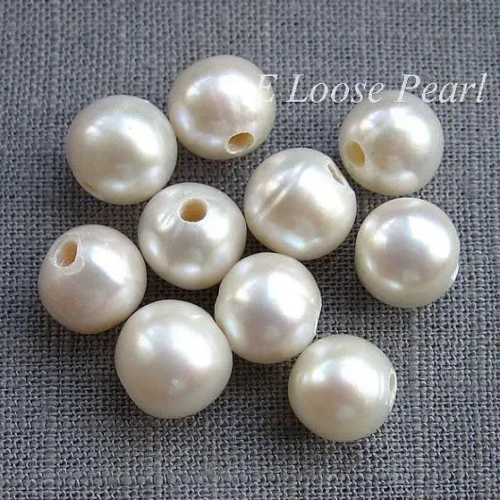 

Luck Pearls Jewelry White Color Freshwater Pearls Beads Large Hole Pearl 8.5-9.5mm Photo Round 2mm Hole DIY Jewelry