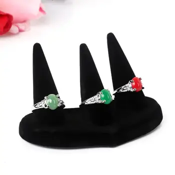 

Hot Velvet Cone Fingertip Finger Ring Jewelry Holder Storage Showcase Display Stand