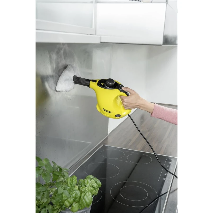 Пароочиститель Karcher SC 1*EU желтый(Мощность 1200Вт, максимальное давление пара 3 бар, длина кабеля 4 м, время нагрева 3 мин, съемный бак 0,2 л