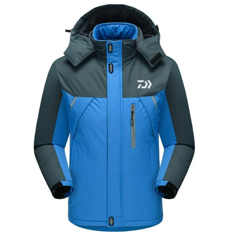 

Men Jackets Sports Outdoor Mountaineering fishing Clothes Hooded Plus Velvet Thicken Fishing Clothing Waterproof Windbreaker