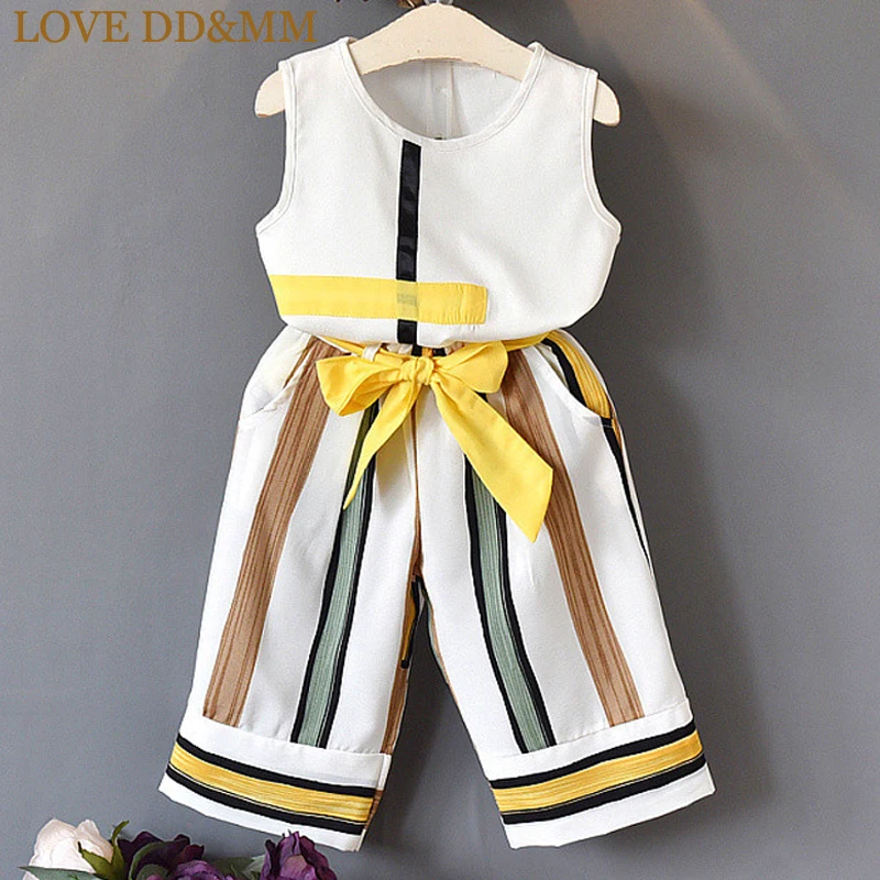 

LOVE DD&MM Girls Sets 2019 Summer New Children's Wear Girls Fashion T-Shirt Vest T-Shirt + Wide Leg Pants Set