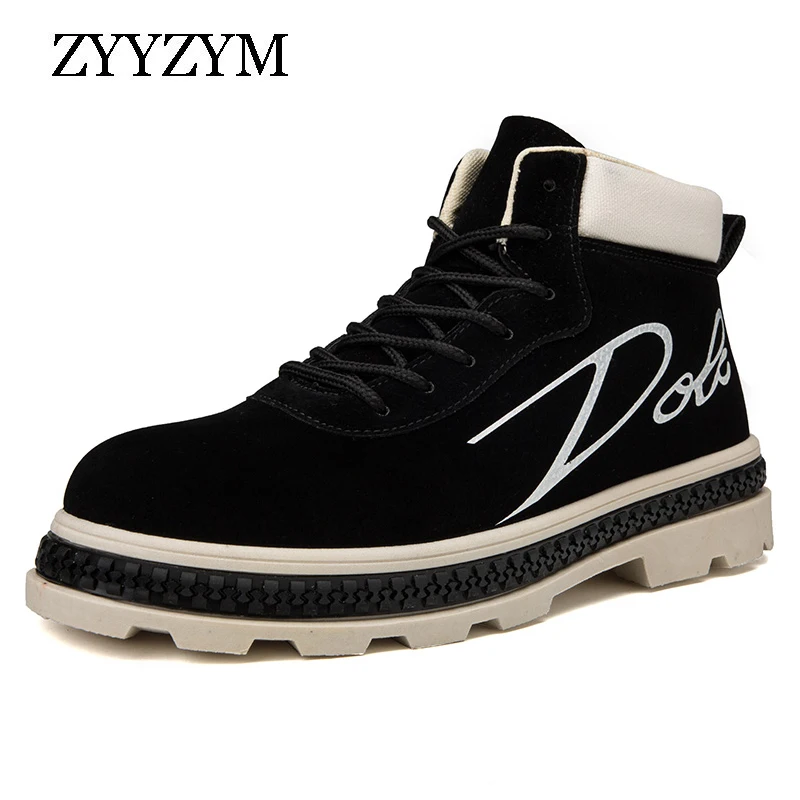 ZYYZYM/мужская повседневная обувь; сезон осень; Кожаные полуботинки с высоким берцем в британском ретро-стиле; Молодежная мужская обувь