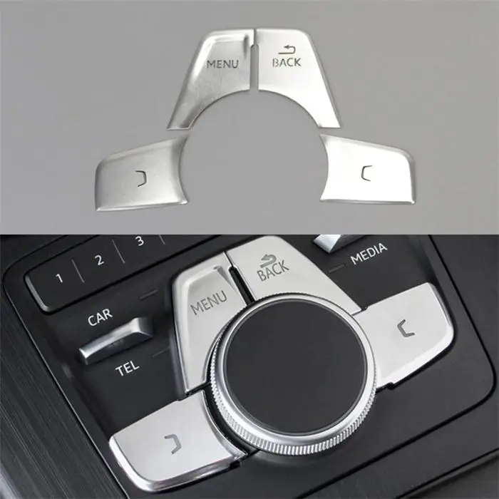 Автомобиль Стайлинг для Audi A4 B9 переключения передач панельные крышки отделка консоли мультимедиа ручной тормоз кнопки меню Авто наклейки интерьера - Название цвета: Silver