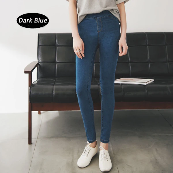 BIVIGAOS, модные тонкие обтягивающие женские джинсы, Femme Mill, эластичные голубые джинсы, женские узкие брюки, джинсы, леггинсы, брюки, черные, синие - Цвет: Solid Dark Blue