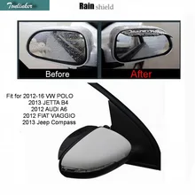 Tonlinker Cover Stickers For Volkswagen POLO 2012-16 AUDI A6 2 pcs ABS Plastic Car styling Rearview Mirror Rain Shield Eyebrow