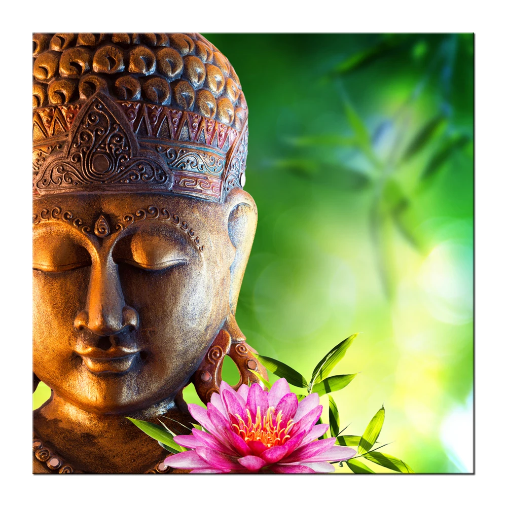 Buddha Canvas Wall Art Zen Pink Lotus Flower Picture Print Modern