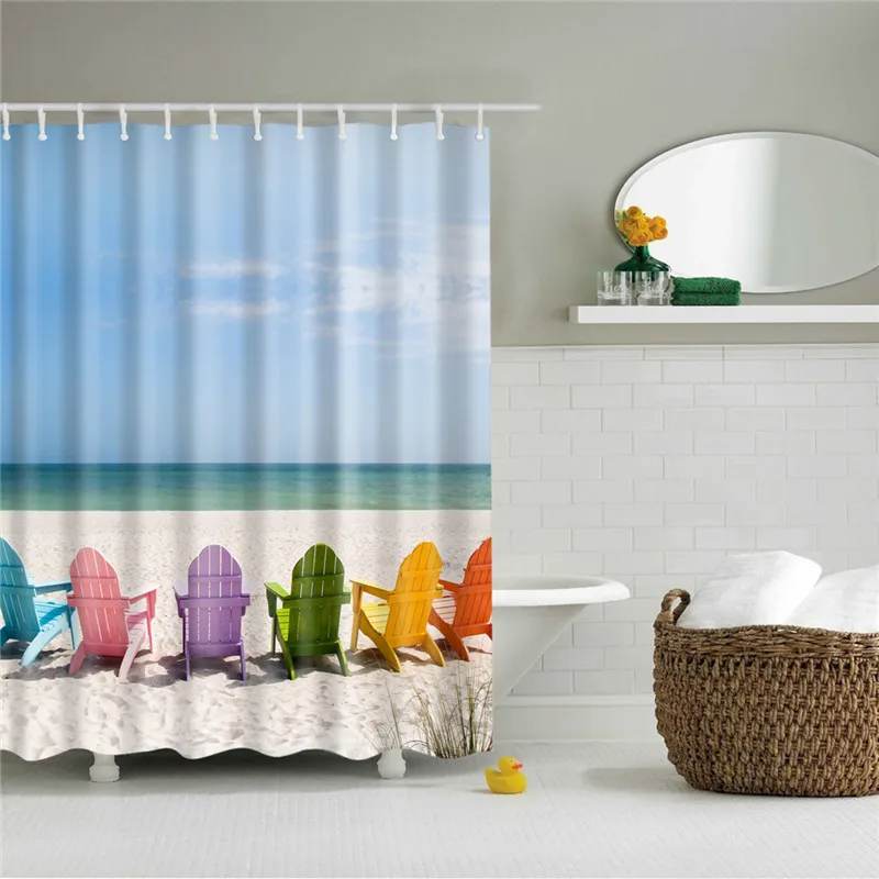 3d занавески для душа морской пляж раковина принты водонепроницаемый экран для ванной комнаты украшение дома высокое качество cortinas para bano - Цвет: TZ160836