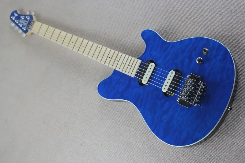 Китай Гитары фабрики custom100 % новый ax40 Music Man 6 струны голубая вода пульсации Электрический с тремоло Бесплатная доставка 914