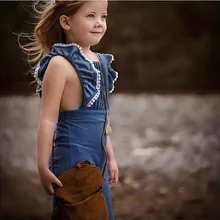 Комбинезон в полоску со шнуровкой и рюшами для маленьких девочек, брюки г. Брендовая одежда новые модные детские костюмы