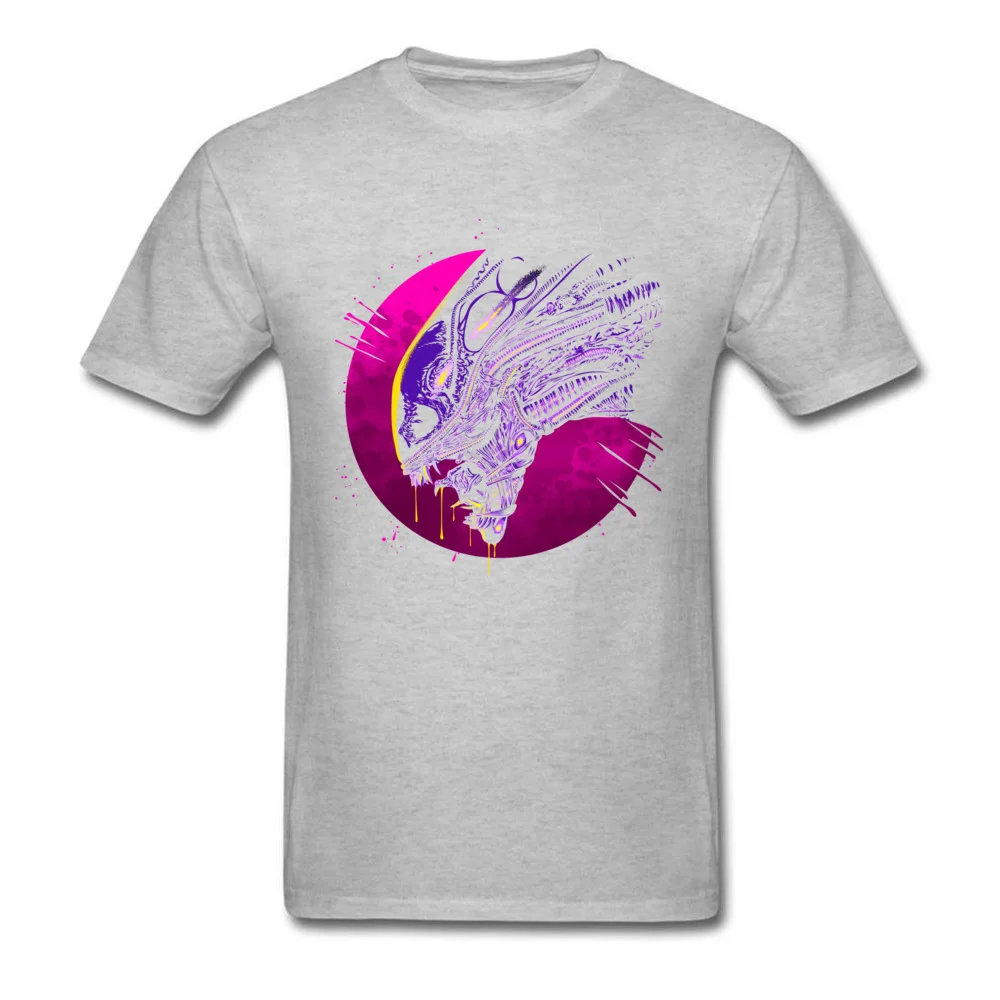 Psychedelic alien Pure Cotton Tops Shirts for Men Funny T Shirts Cool Prevailing Round Neck Tee Shirts Short Sleeve Psychedelic alien grey