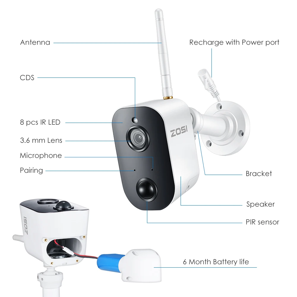  ZOSI 1080p HD Wireless Sistema di Telecamere di Sicurezza 9 