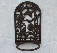 Cast Iron Wall Pot Holder Flower Plant Pot Holder Welcome Graden Butterfly Kettle Sunflower Pot Rack Outdoor Decor Free Shipping
