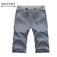 Для мужчин s шорты летние новые Повседневное из хлопка и льна Для Мужчин's Weed шорты однотонные шорты мужские брендовые модные короткие штаны 4XL размера плюс