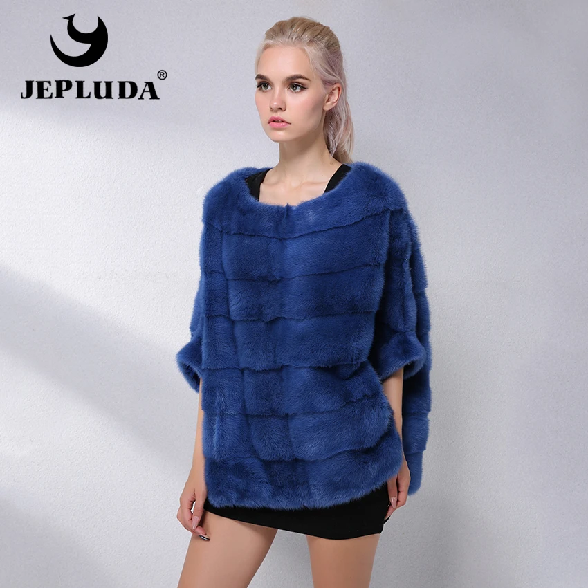 JEPLUDA Женская Шуба Из Натурального Меха Норка Пуловера Меховая Бес Размера