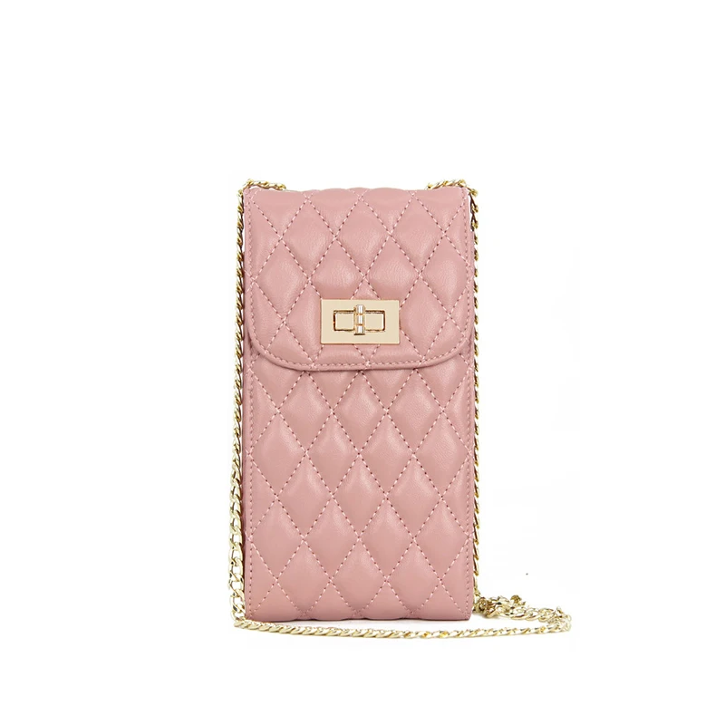 Натуральная кожа, модный дизайнерский кошелек для телефона, мини сумка на плечо, качественная овечья кожа, маленькие сумки с клапаном, женские сумки через плечо, сумки-мессенджеры - Color: Pink