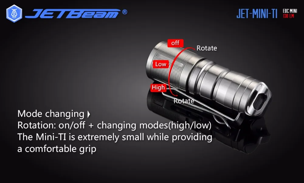 Jetbeam MINI-1 MINI-TI брелок фонарик XP-G2 светодиодный-130 люмен(есть аккумулятор 10180) EDC/Спорт на открытом воздухе/коллекционный фонарь