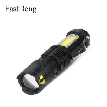 

Portable Mini LED Flashlight XML Q5+COB LED 4 Modes Waterproof Handheld Zoomable Flashlights Tactical Torch For Outdoor Lighting