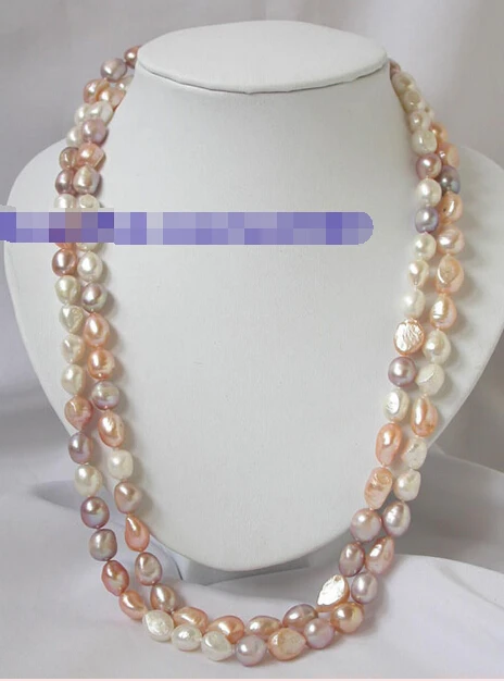 

FREE SHIPPING * N1376 NATURAL 50" baroque white pink purple freshwater pearl necklace AAA