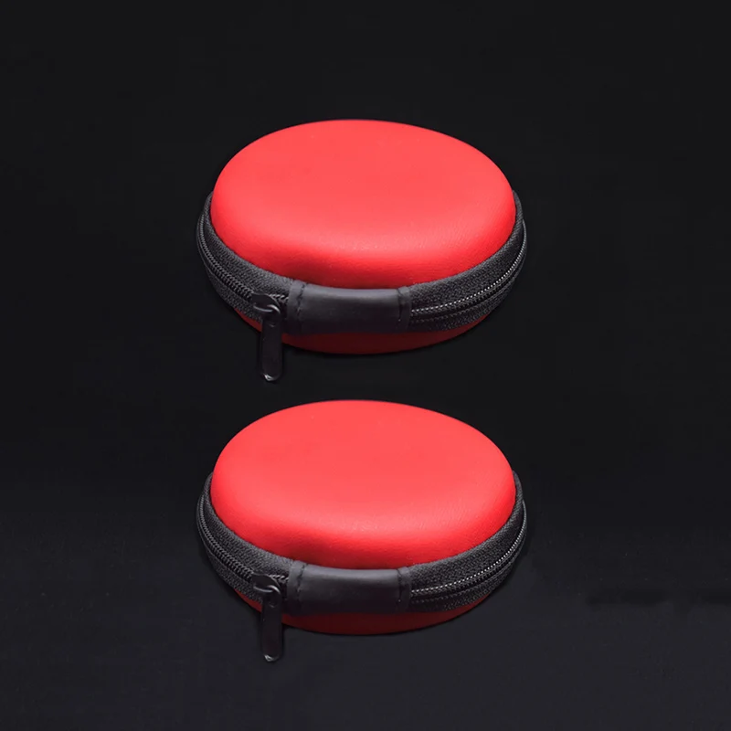 

2pcs Portable Mini Round Leather Zipper Earphone Bag Case Data Cable TF SD Card Storage Box For iPhone Earphone Cable Accessorie