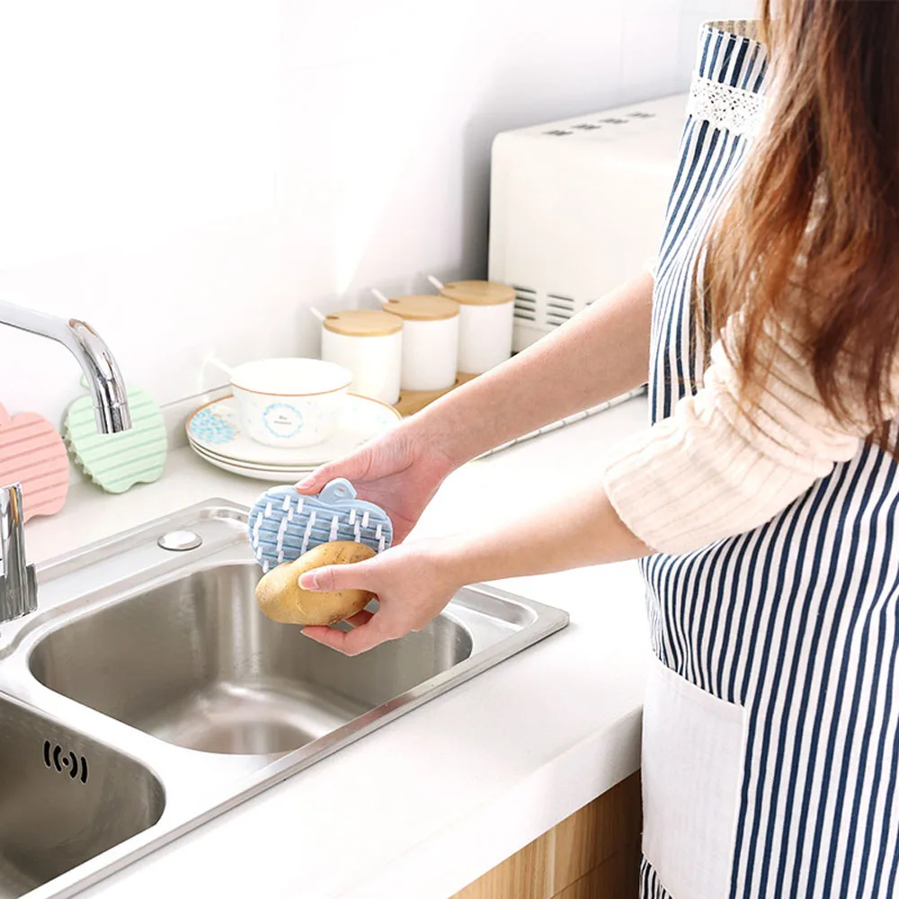 Limpieza multifunción Apple forma plástico lavado limpieza cepillo Mesktop Mat cocina accesorios limpio limpieza hogar