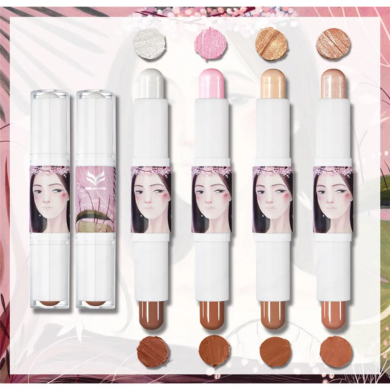 

New Foundation Makeup Face Shimmer Concealer Bronzer Highlighter Fashion Cosmetics Bronzer Double Pen Long-lasting Waterproof