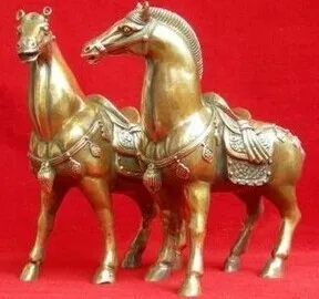 

2 pcs wholesale promotion cheap old art & antiques Chinese Chinese bronze brass Horses Statue figurine 6.4"H free shipping
