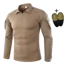 Мужская военная форма для пустыни, камуфляжная быстросохнущая футболка, тактическая боевая рубашка, страйкбольная военная игра, одежда, рубашка с налокотниками