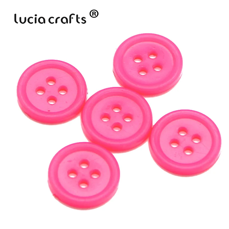 Lucia crafts 50/100 шт./лот одноцветные резиновые круглые плоские с оборота пластиковые кнопки DIY Швейные Детские аксессуары для рубашек, одежды E0401 - Цвет: Color9  Pink