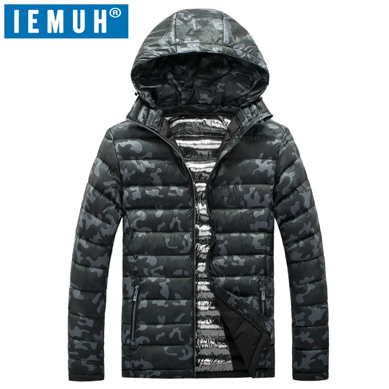

IEMUH Brand Outdoor Men Hiking Down Jacket Nylon Warm Windproof Thermal Coat Hooded Male Skiing Camping Feather Cotton Jacket