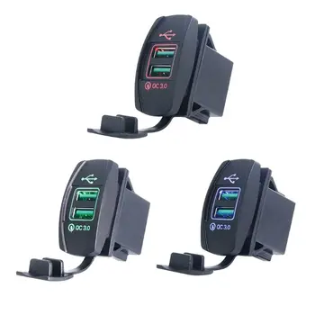 

DIY Dual USB Quick Charge 3.0 LED Fast Charger Power Adapter for 12V/24V Car Boat Motorcycle SUV Bus Truck Marine