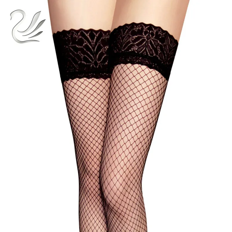 

BEILEISI women's Sexy fence fish net nylon Thigh High Lace top fishnet stockings Over knee socks hosiery for sex erotic lingerie