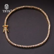 TBTK ширина 2 мм проложили Сияющий Циркон золотой браслет круглой огранки замочки хип-хоп мальчик браслет красивый медный материал рок человек