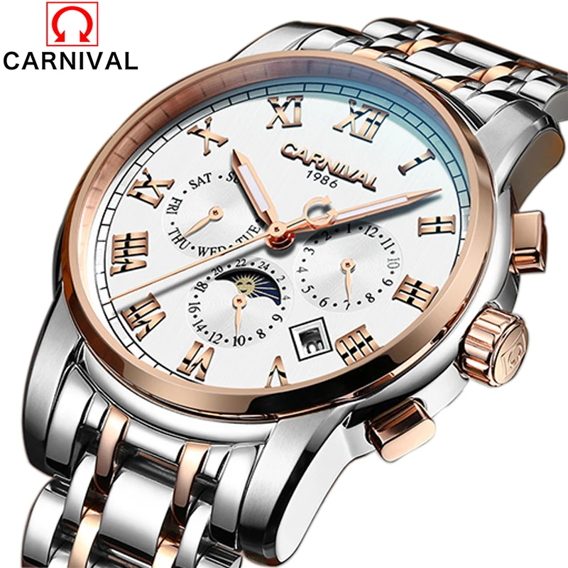

Luxury Brands Carnival watch relogio masculine men sapphire Gold stainless steel waterproof Wristwatches Automatic machine watch