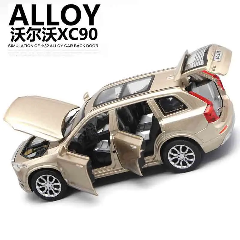  1:32 Diecast Cars Volvo XC90 Model Toy Openable Doors Pull Back Music Light Car Toys for kids child