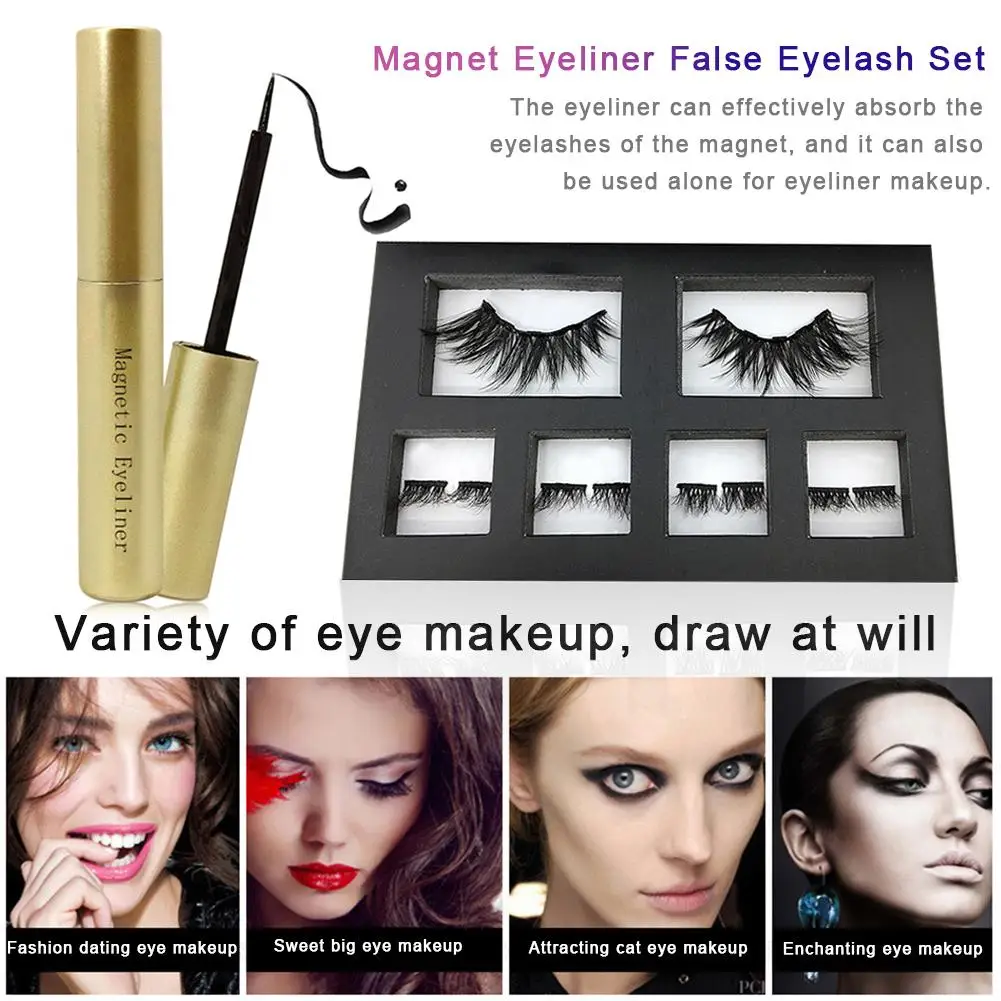 Magnetic Eyeliner Magnet False Eyelashes Set Waterproof Natural Long Lasting Liquid Eyeliner Kit