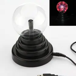 E74 USB Магия черная основа Стекло плазменный шар Сфера вечерние свет лампы, 3 дюймов магический плазменный шар Ретро Свет для детского подарка